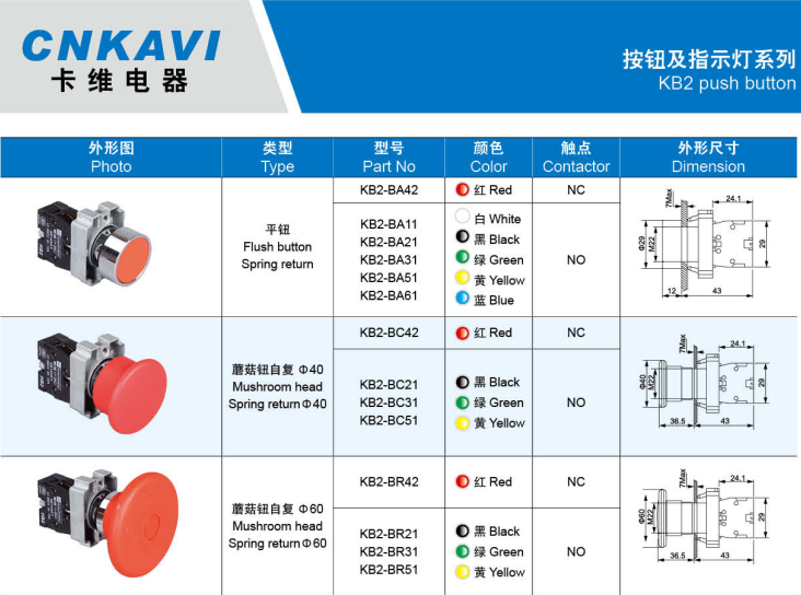 CNKAVI,KB2 push button