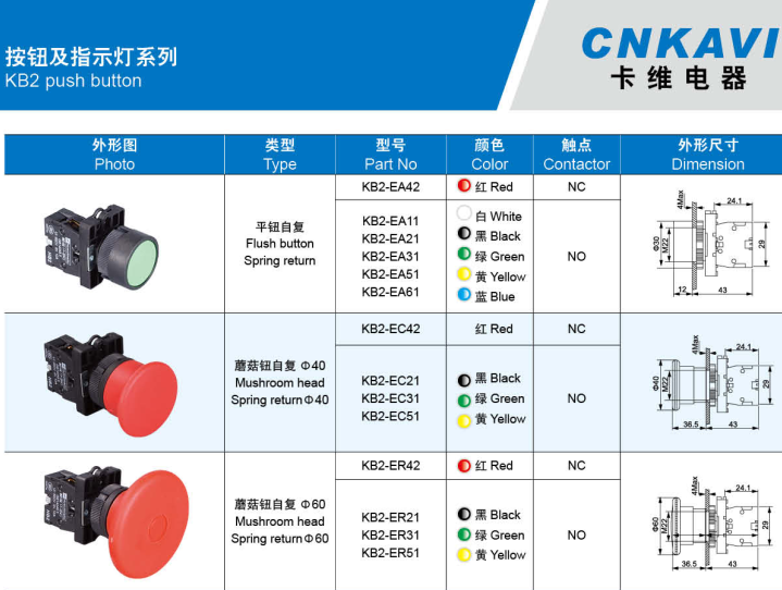 CNKAVI,KB2 push button